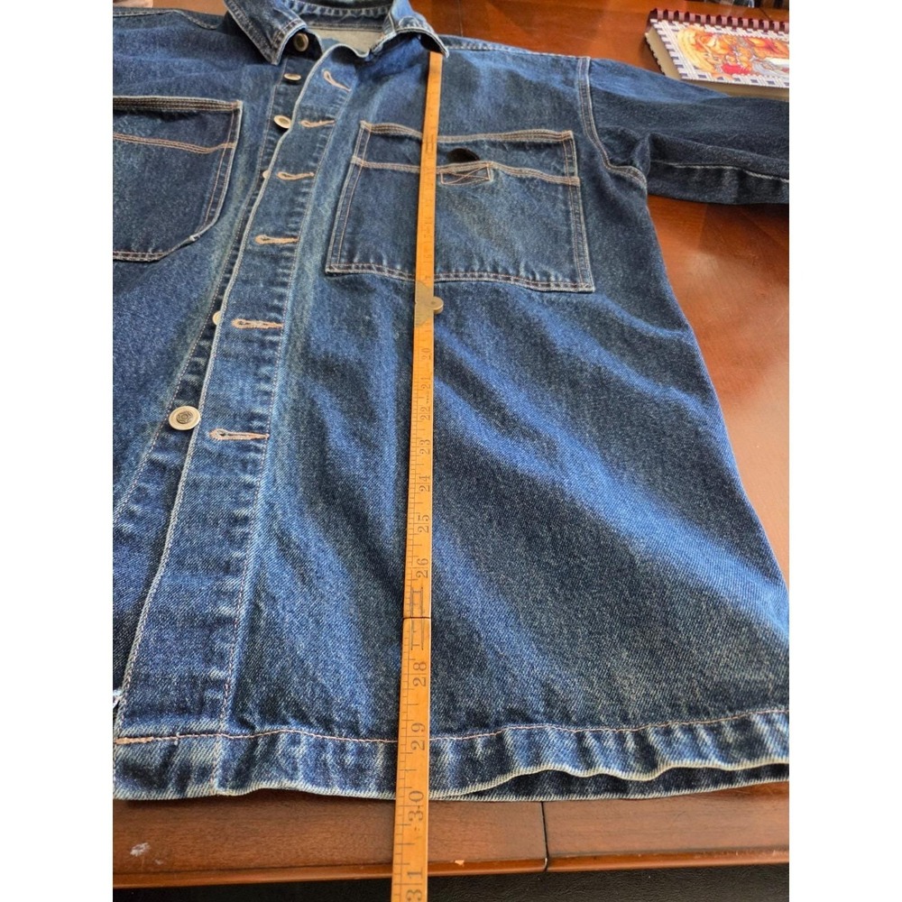 Vintage Denim Shirt Jacket Texas Tuff Buttons Western Workwear Mens L/XL No Tag - Picture 7 of 11